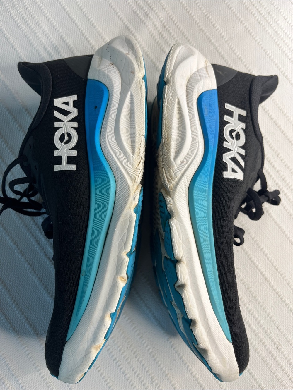 Hoka Men's ARAHI Black mesh upper blue cushion sole Running Shoes 8.5D preowned
